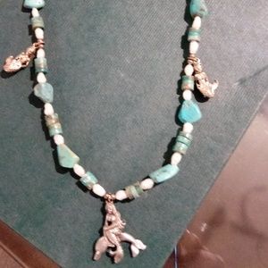 Mermaid silver & Turquoise 16 in necklace